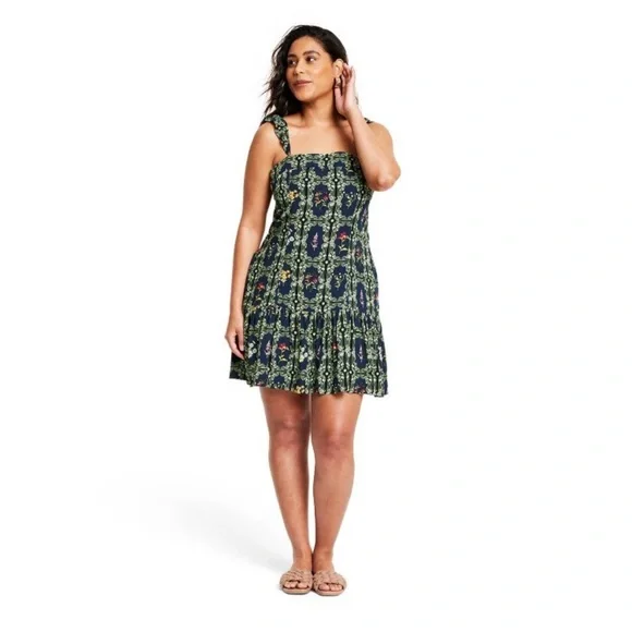 Agua Bendita | Dresses | Womens Dainty Floral Tile Print Flutter Sleeve Mini  Dress Agua Bendita X Target | Poshmark